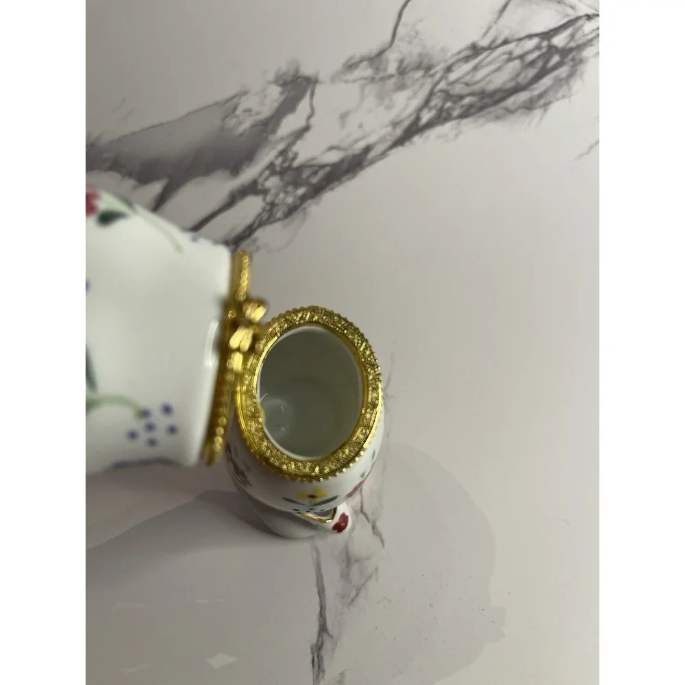 Formalities Trinket Box Trimmed In 10k Gold And Hand Painted